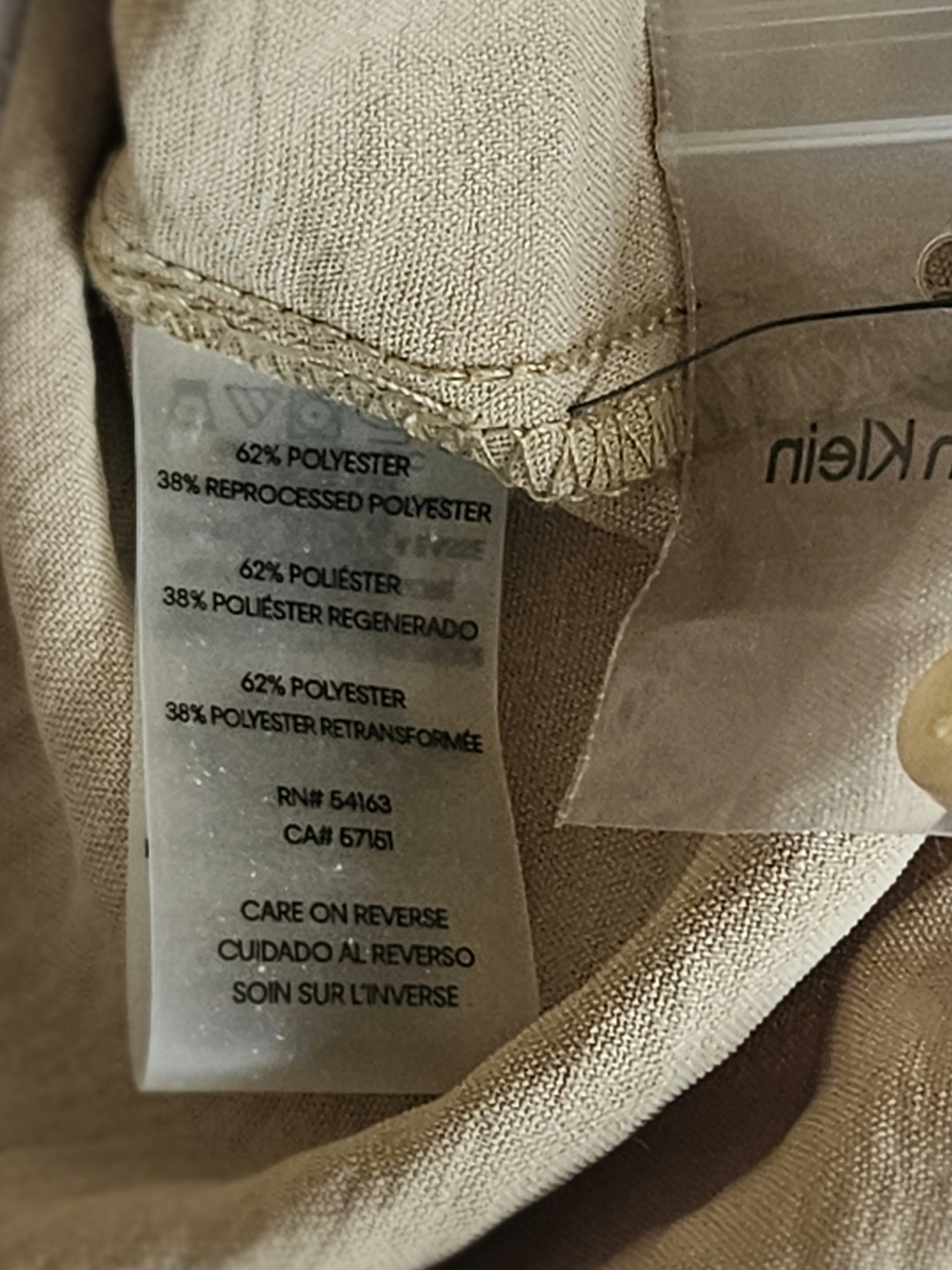 NWT Calvin Klein Beige Long Sleeve Cropped Button Front Top Blouse XS - Picture 15 of 16